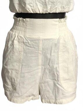 Maple brand oatmeal linen smocked shorts - size medium